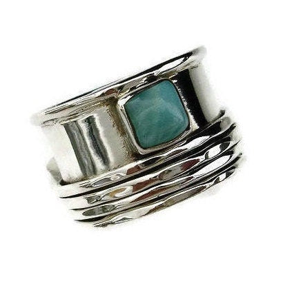 Larimar Spinner Ring - Wide 925 Sterling Silver, SP57SL