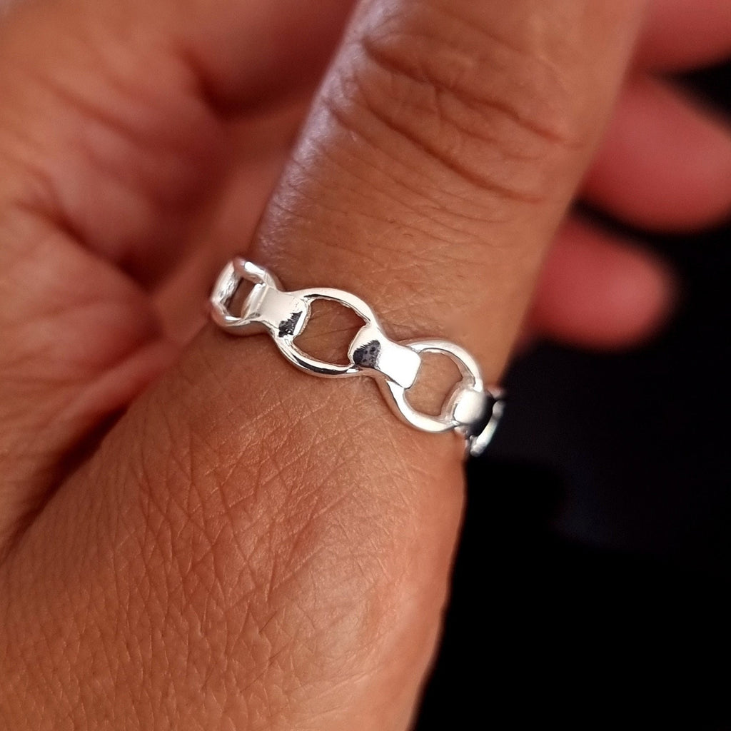 Horse Bit Snaffle Equestrian Sterling Silver Ring, Snaffle Equestrian Jewellery, Silver Thumb Ring, Everyday Silver Band, Mistry Gems, R20A