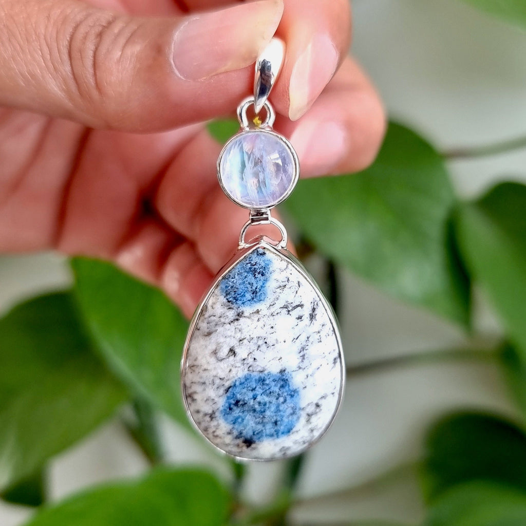 K2 Jasper Moonstone Multistone 925 Sterling Silver Pendant, Stone Size 36mm x 25mm, K2P10