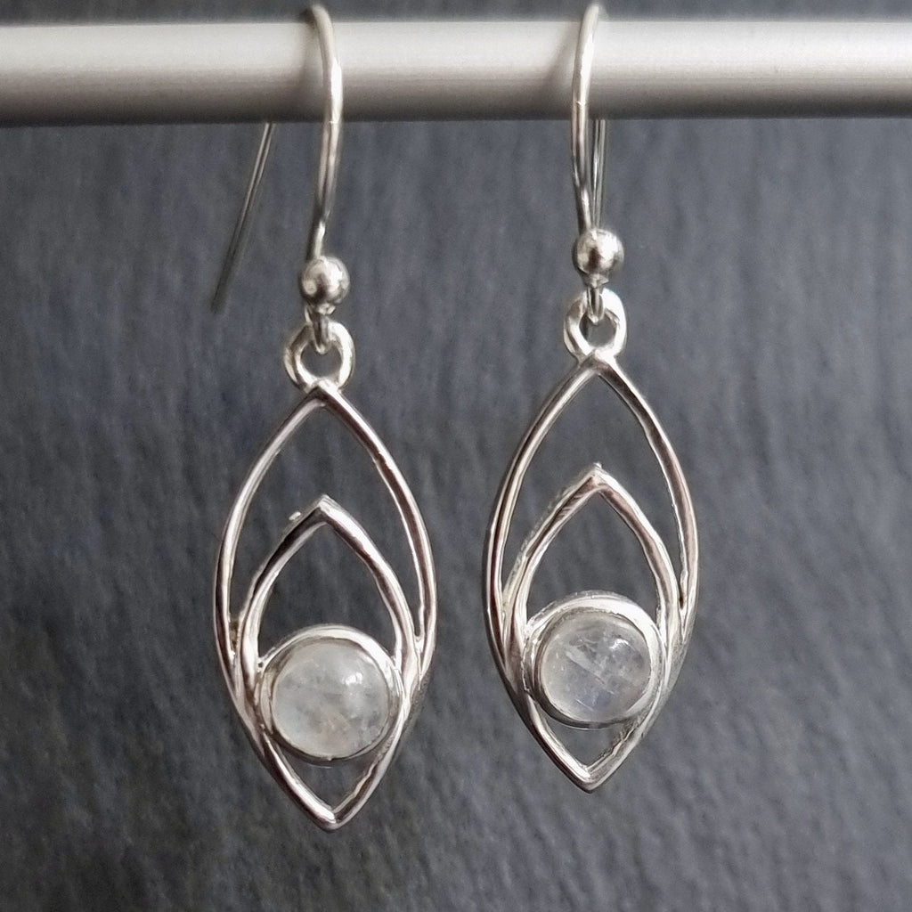 Marquis 925 Silver Rainbow Moonstone Earrings | 925 Sterling Silver, E35M
