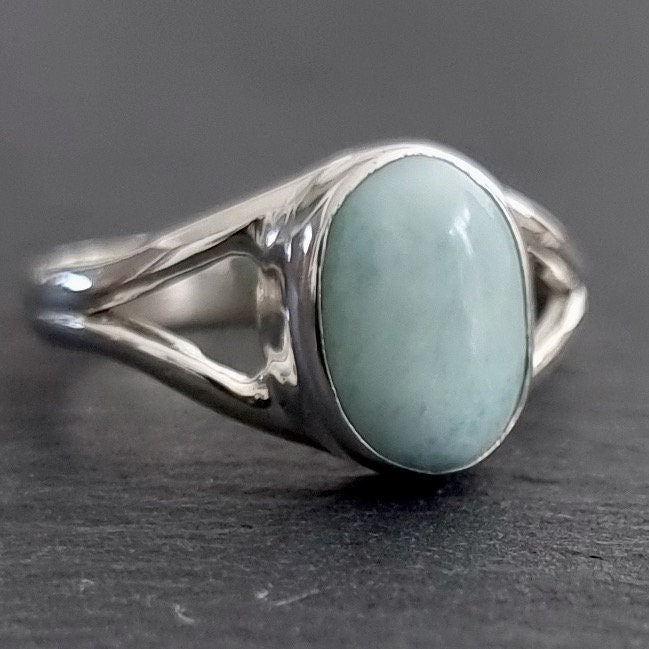 Larimar Small Oval 925 Sterling Silver Ring, R3L