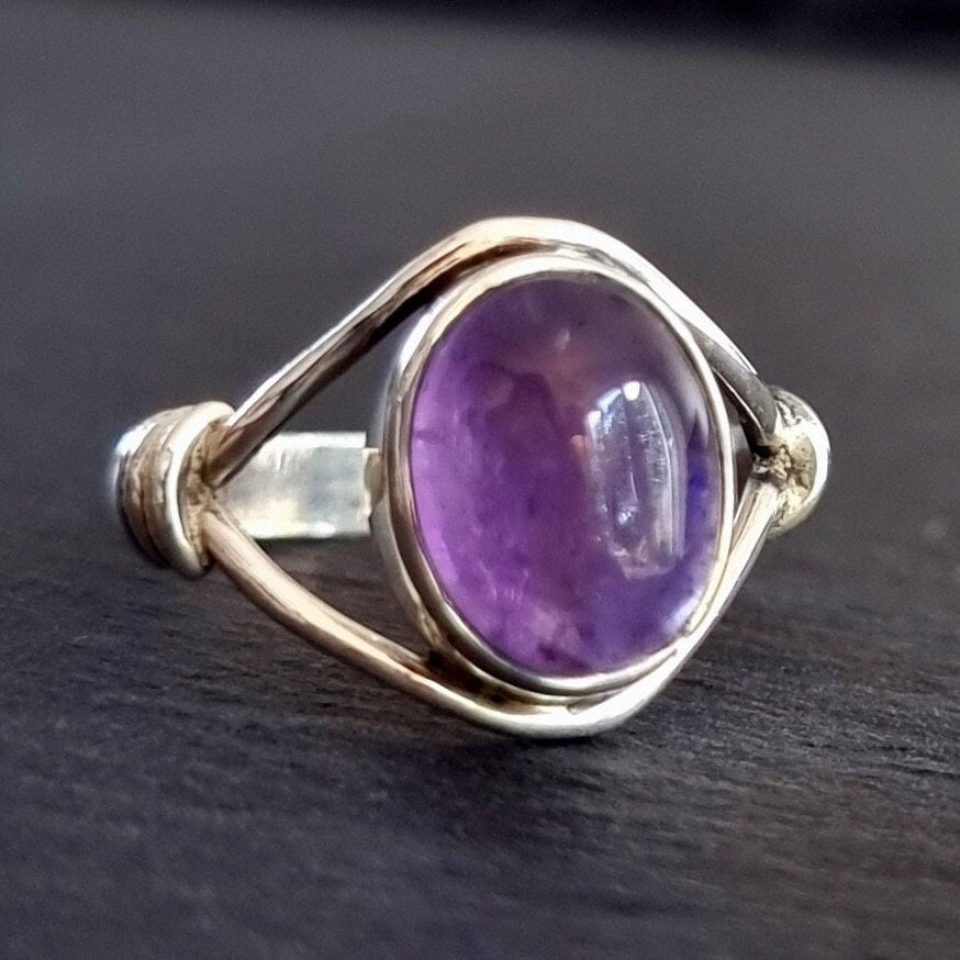 Amethyst Ring, 925 Silver Ring, R13A