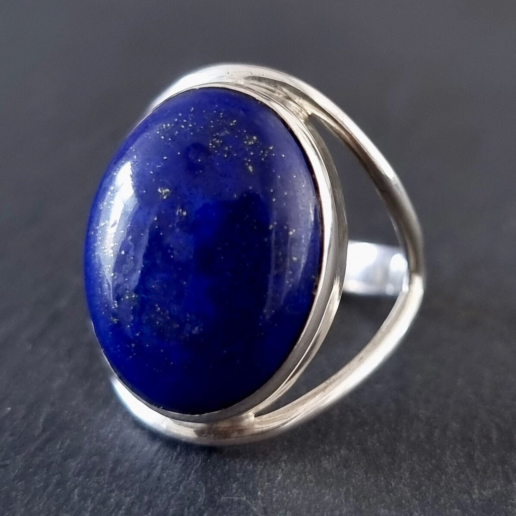 Large Lapis Lazuli Oval 20mm x 15mm 925 Sterling Silver Ring, R80LL