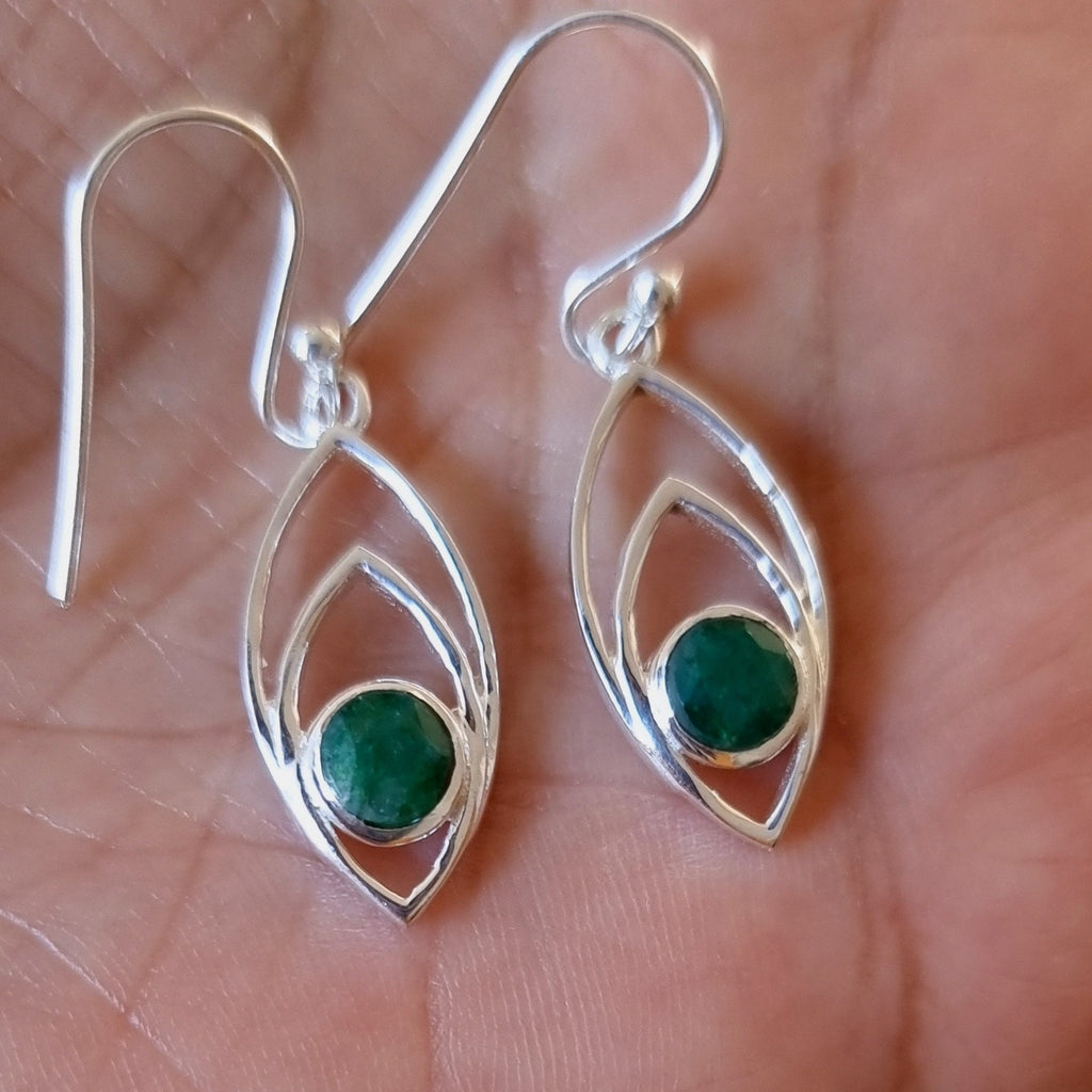 Emerald Marquis 925 Sterling Silver Earrings, E35EM