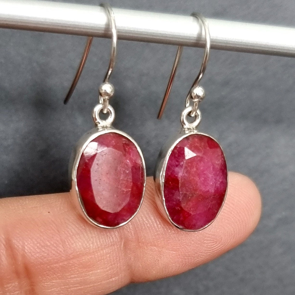 Ruby Oval 14mm x 10mm 925 Sterling Silver Earrings, E2R