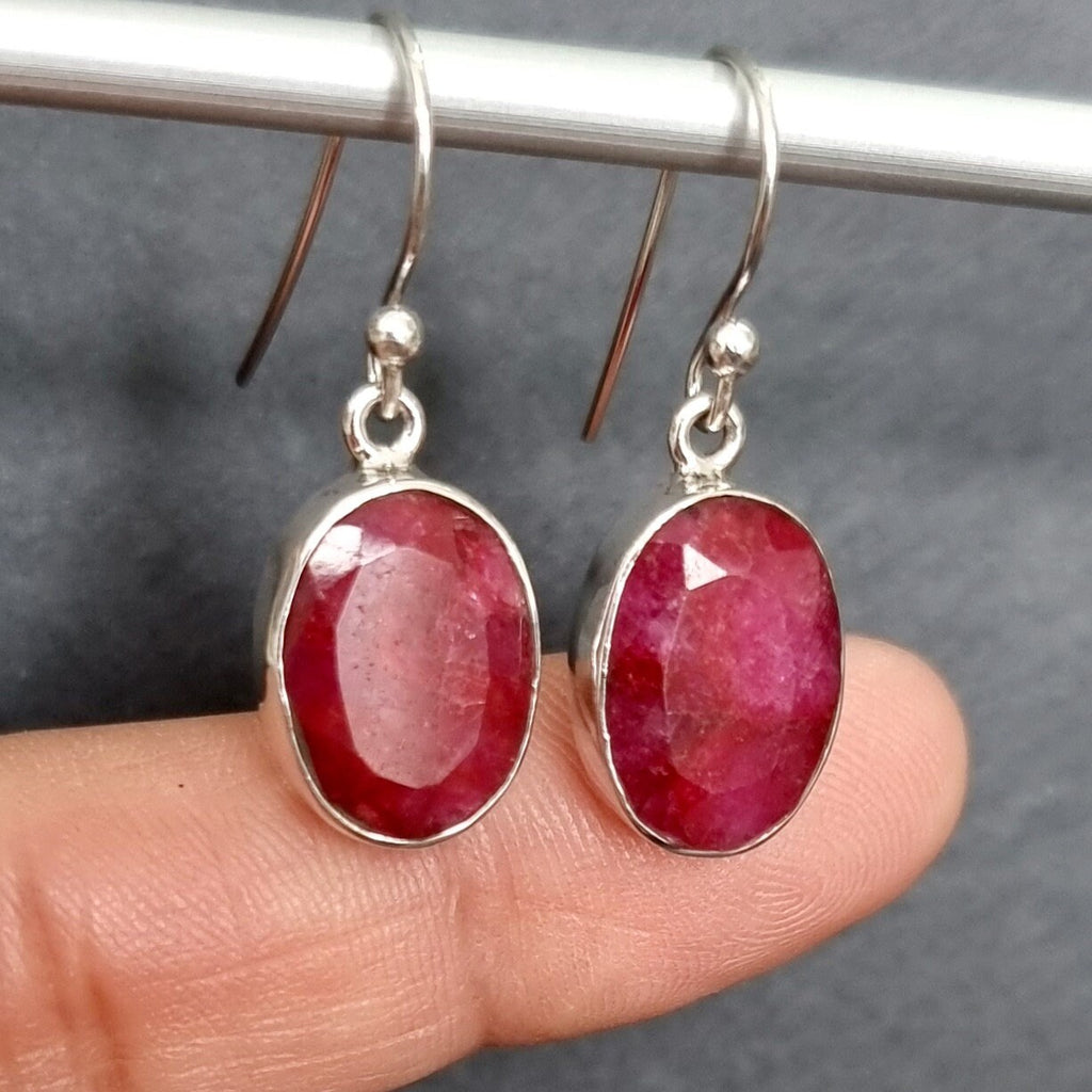 Large Oval Ruby Earrings | 925 Sterling Silver | July Birthstone, E48R