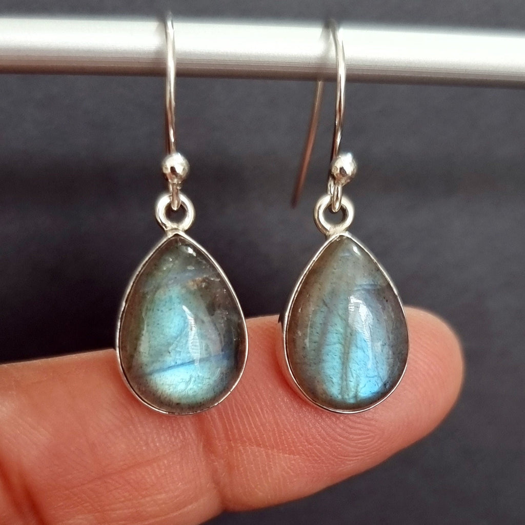 Labradorite Teardrop 14mm x 10mm 925 Silver Earrings, E11LAB