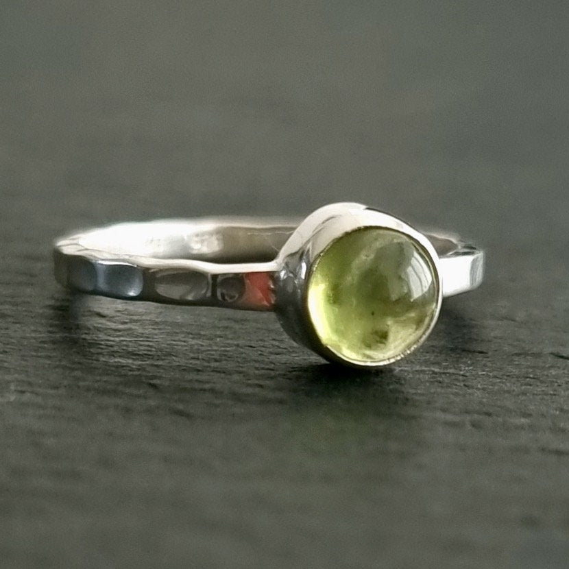 Peridot Ring, 925 Silver Stacking Ring, Solitaire Ring, Engagement Ring, August Birthstone, Boho Ring, Green Gemstone, Mistry Gems, R11PCAB