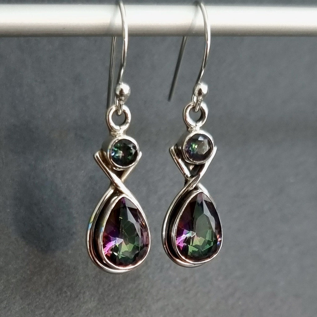 Designer Teardrop Mystic Topaz Earrings, 925 Sterling Silver, E1MT