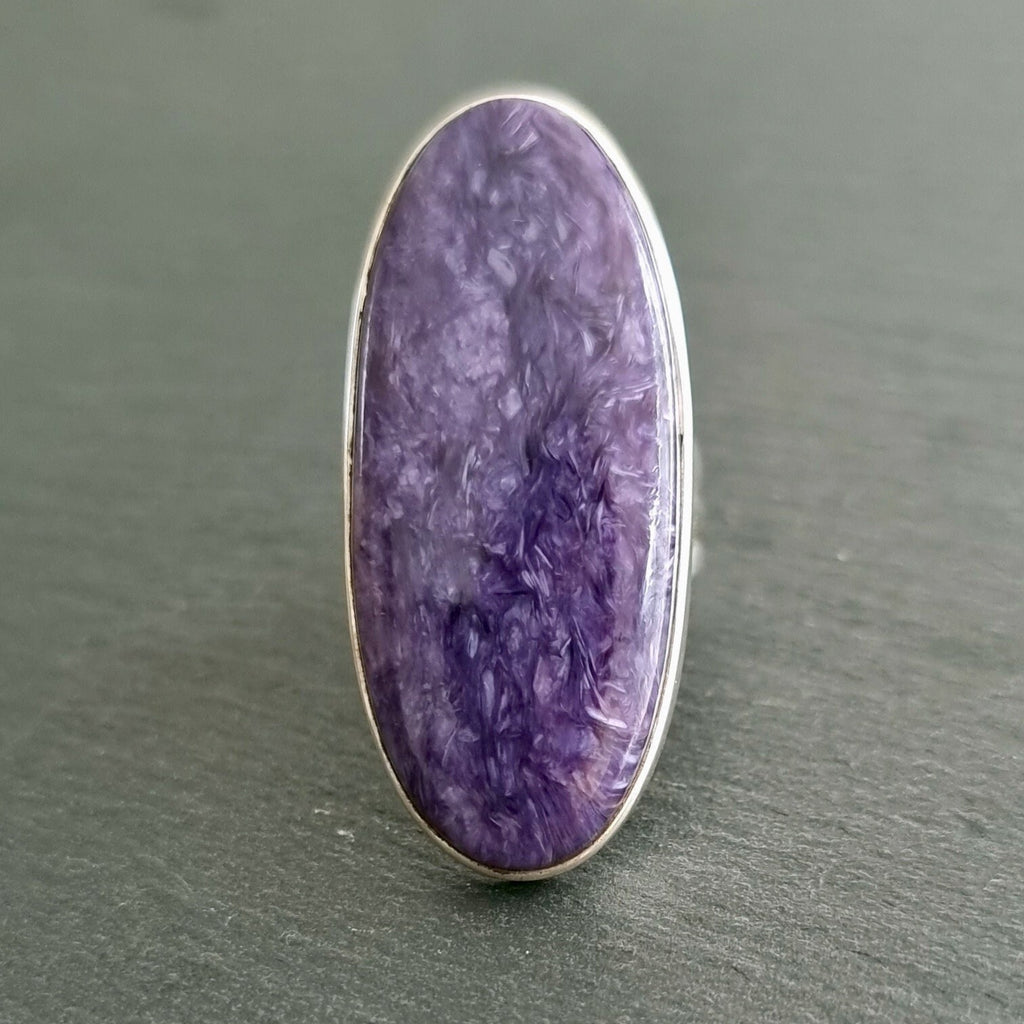 Natural Russian Charoite Silver Ring, R155
