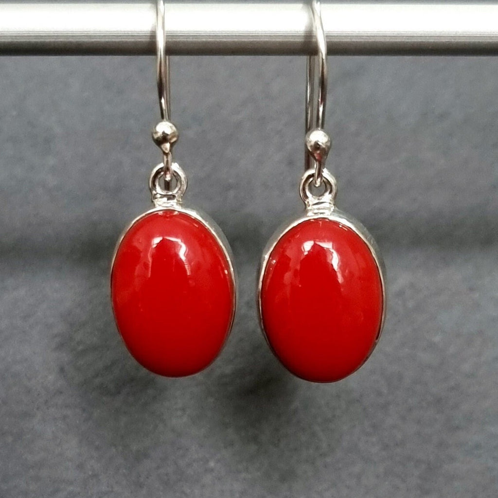 Coral Oval 14mm x 10mm 925 Sterling Silver Earrings, E2COR