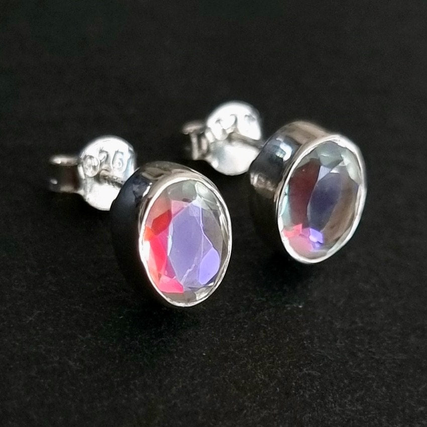 Mystic Mercury Mist Topaz Oval 8mm x 6mm 925 Sterling Silver Studs, FQZS2