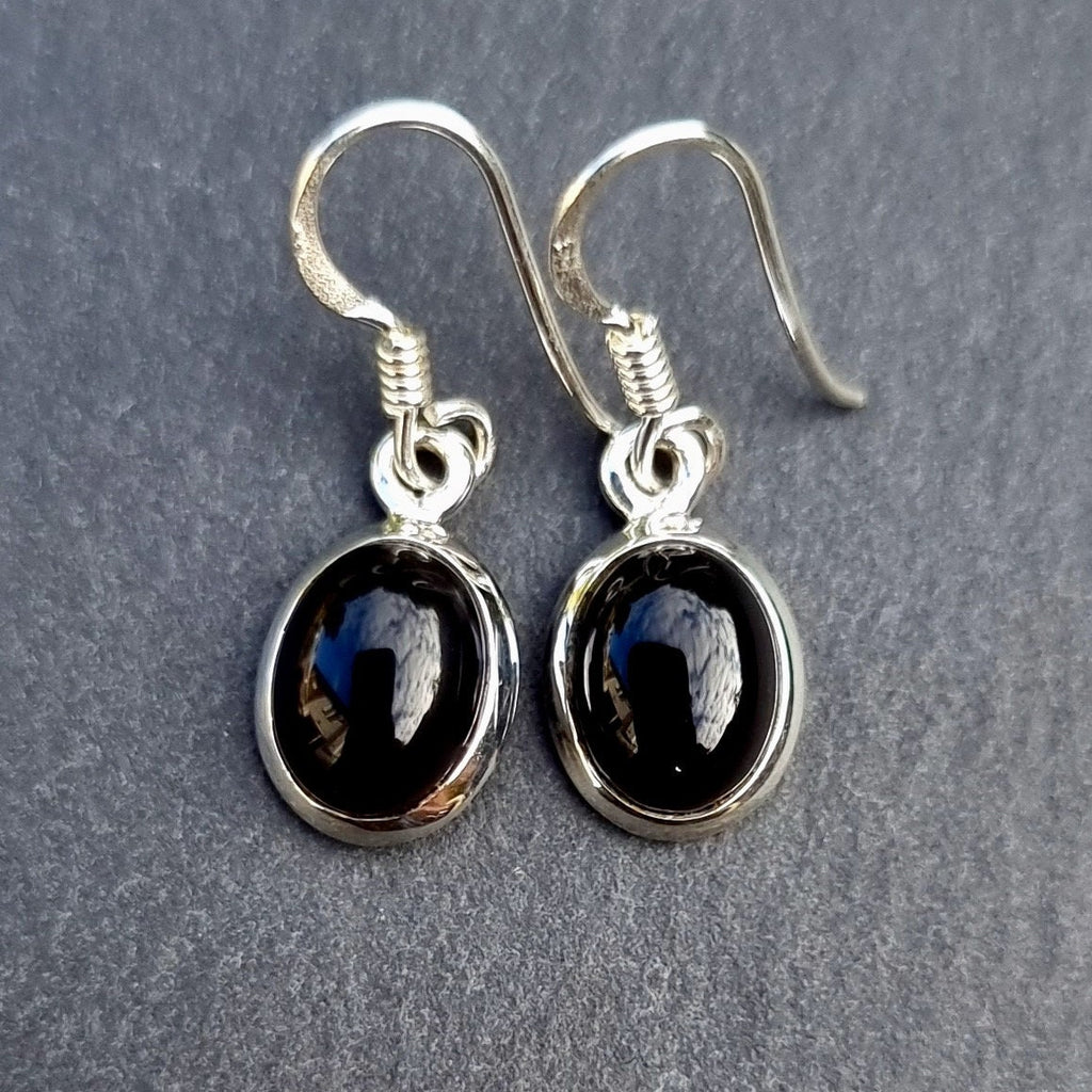 Black Onyx Oval 925 Sterling Silver Earrings, BOE1