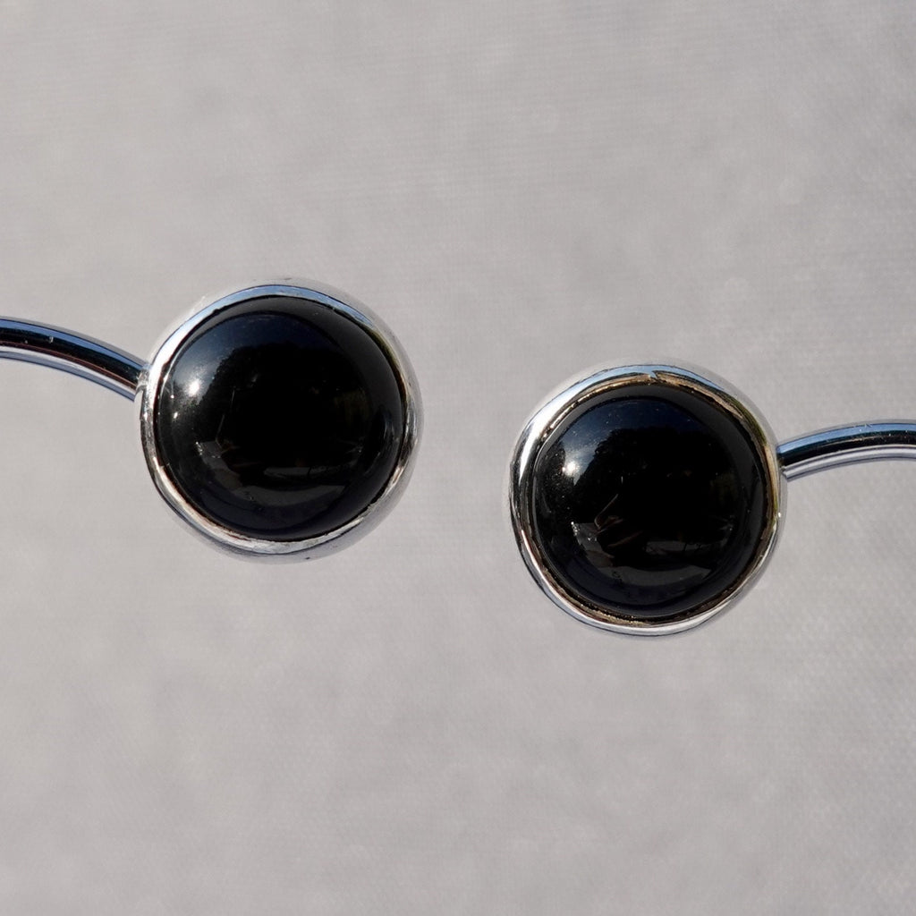Black Onyx Round 10mm 925 Silver Studs, S1O