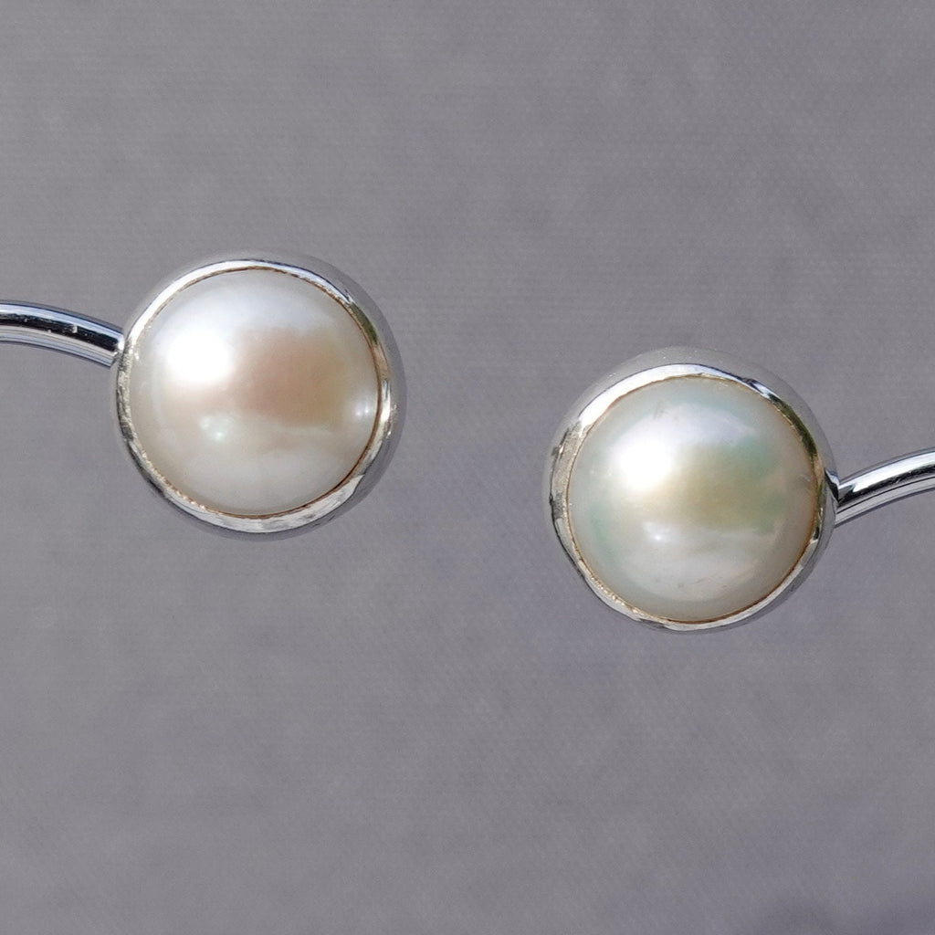 Pearl Round 10mm 925 Silver Studs, S1PL