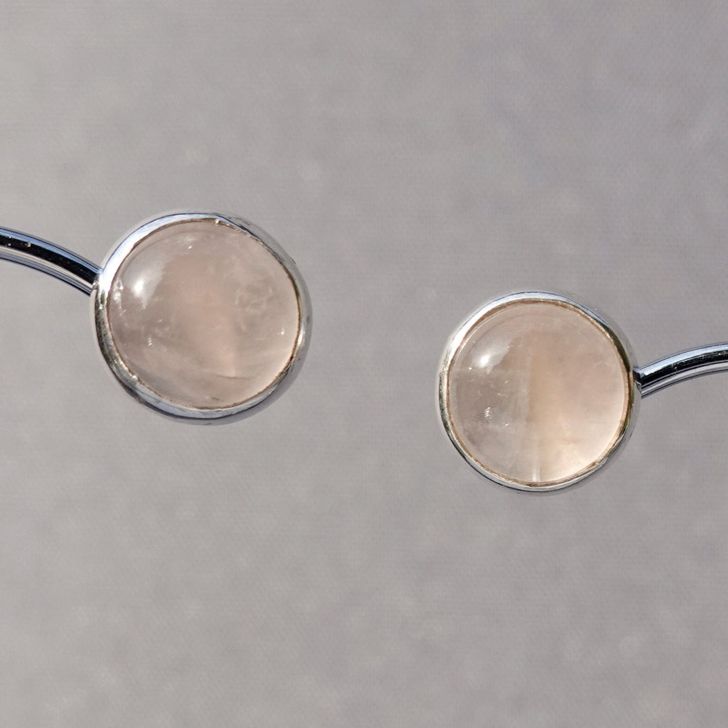 Rose Quartz Round 10mm 925 Silver Studs, S1RQ