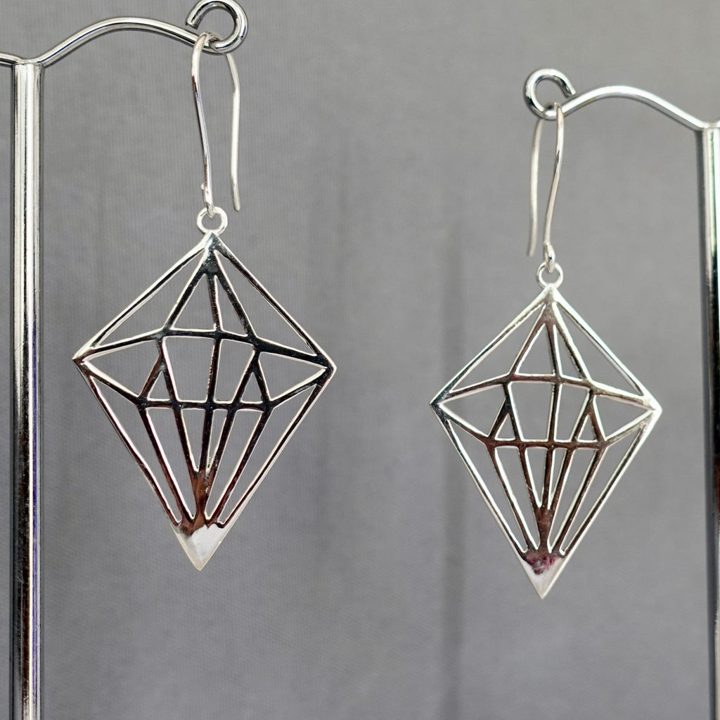 Geometric Sterling Silver Cut Out Dangly Earrings, E30