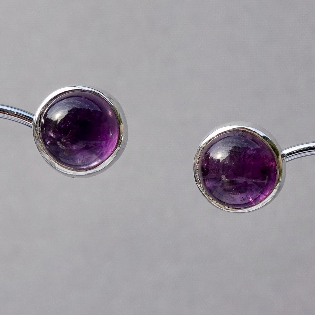 Amethyst Round 10mm 925 Silver Studs, S1A