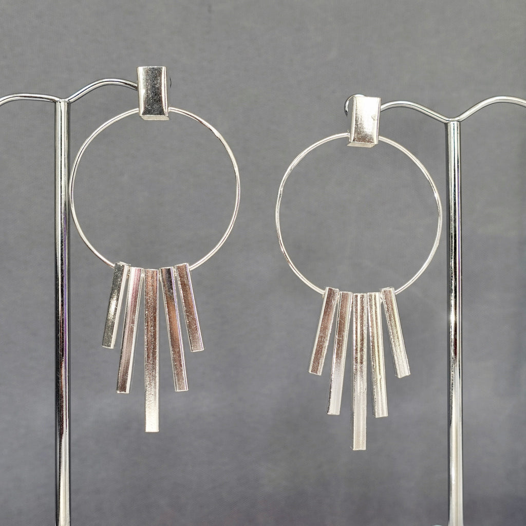 Long Geometric 925 Silver Stud Post Earrings, E63