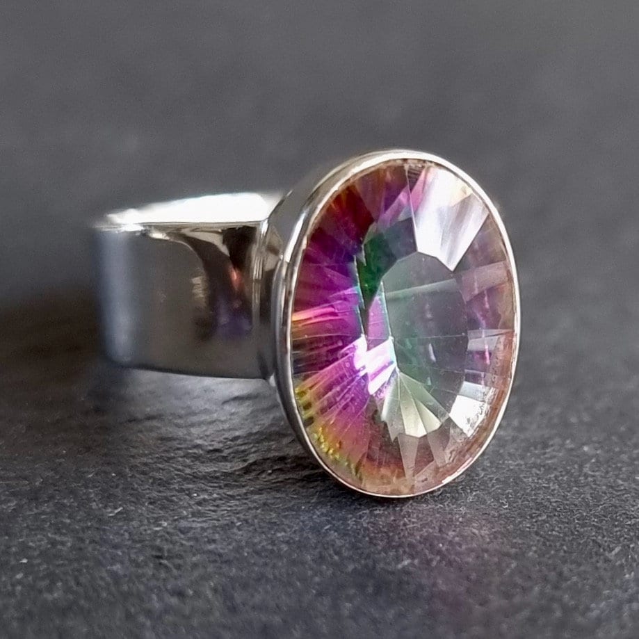 Mystic Topaz Oval 14mm x 10mm 925 Silver Ring, R87