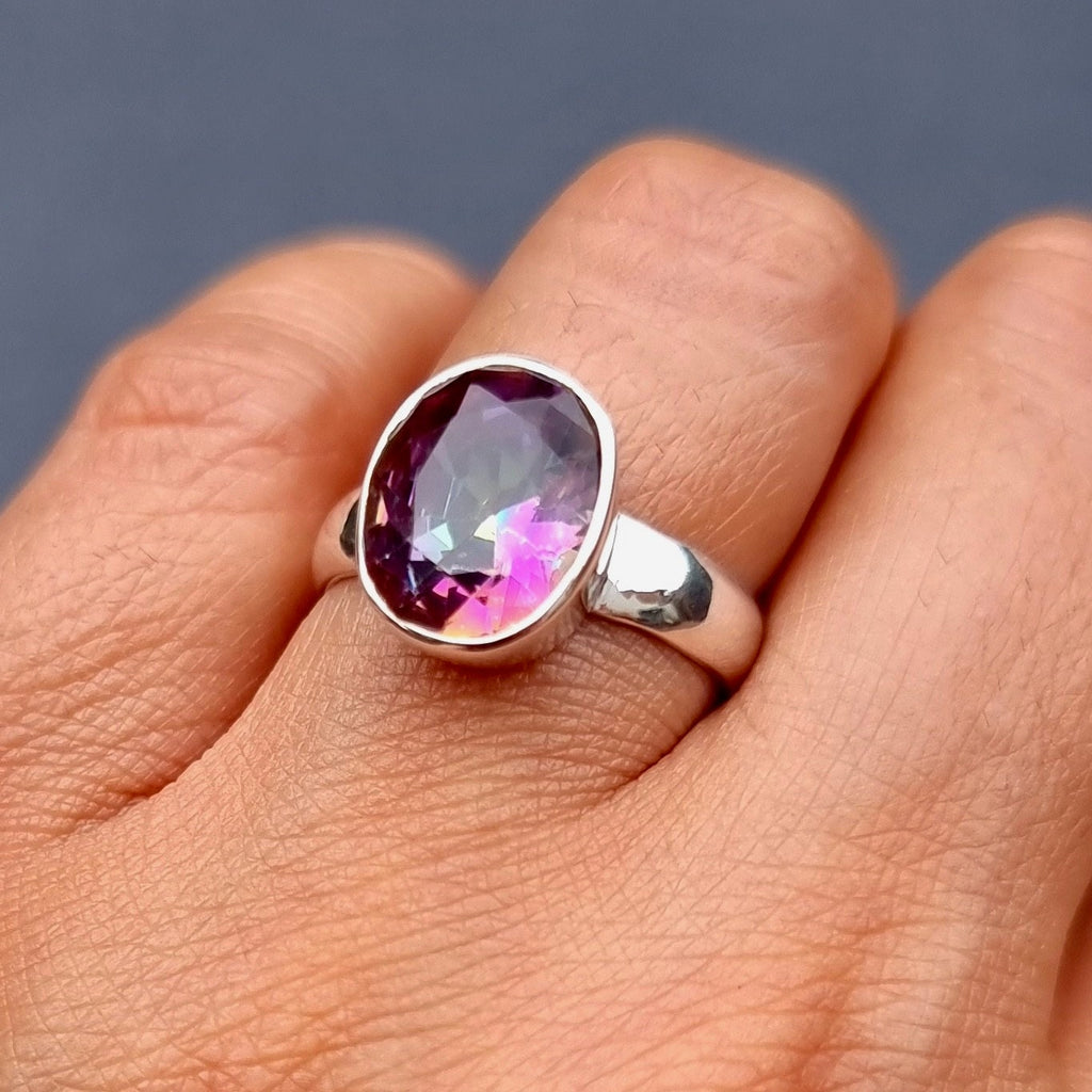 Mystic Topaz Oval 12mm x 10mm 925 Silver Ring, R92
