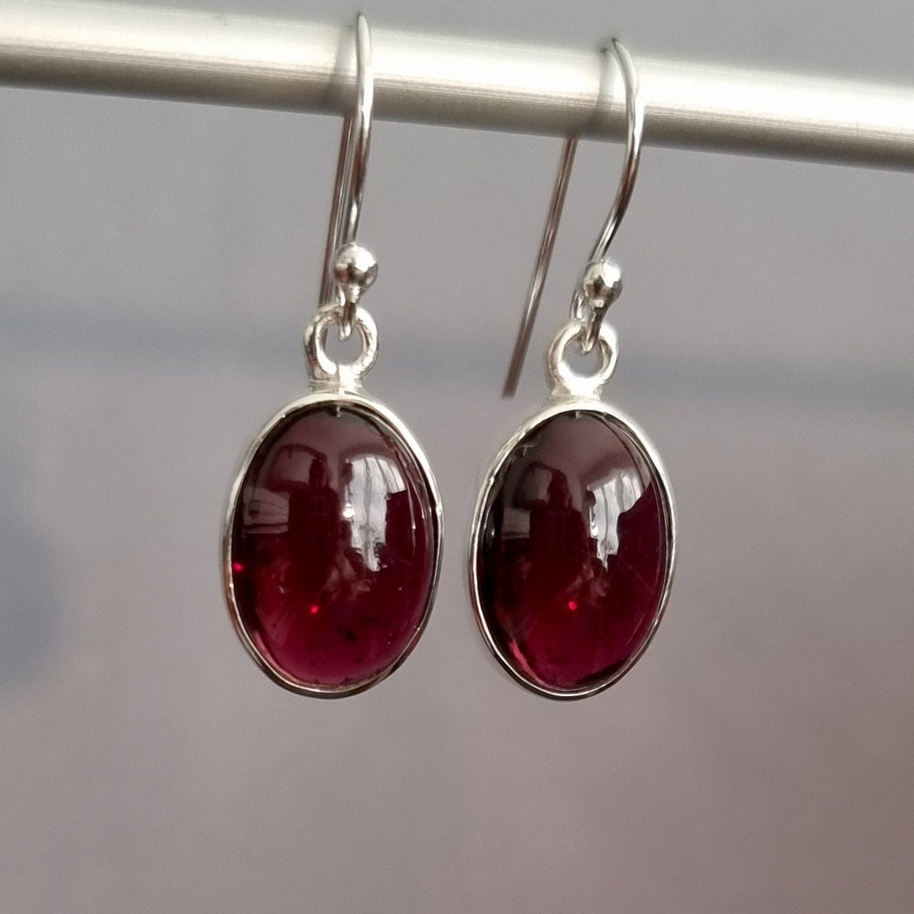 Garnet Oval 14mm x 10mm 925 Silver Earrings, E2G