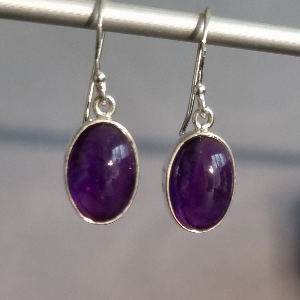 Amethyst Oval 14mm x 10mm 925 Silver Earrings, E2A