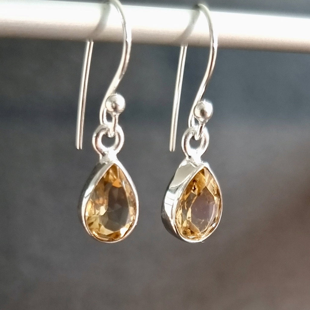 Citrine Teardrop 9mm x 6mm 925 Silver Earrings, E5CIT