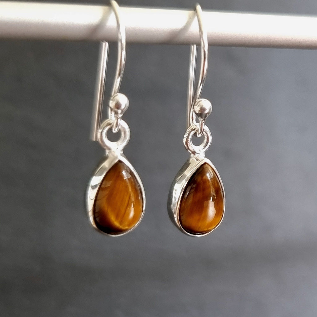 Tigers Eye Teardrop 9mm x 6mm 925 Silver Earrings, E5TE