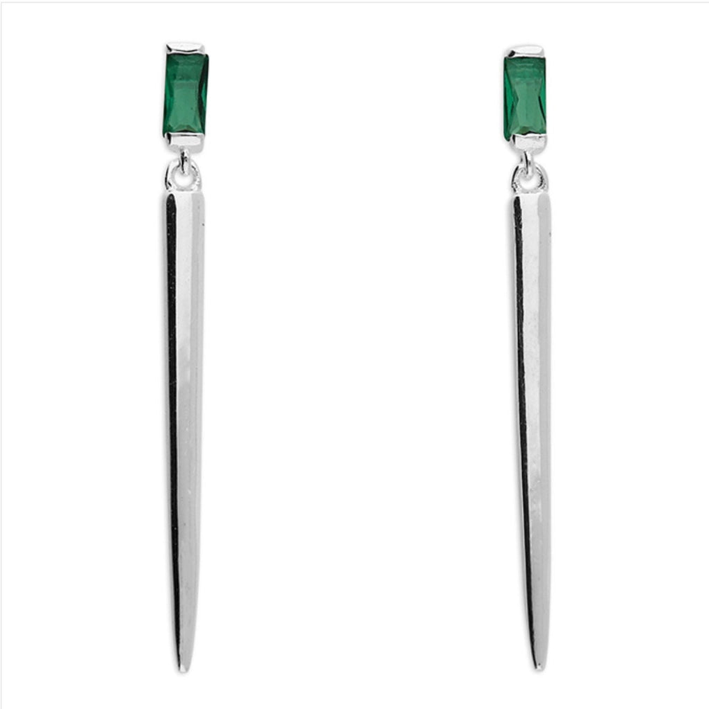 Emerald Modern 925 Silver Stud Drop Earrings, H5525E