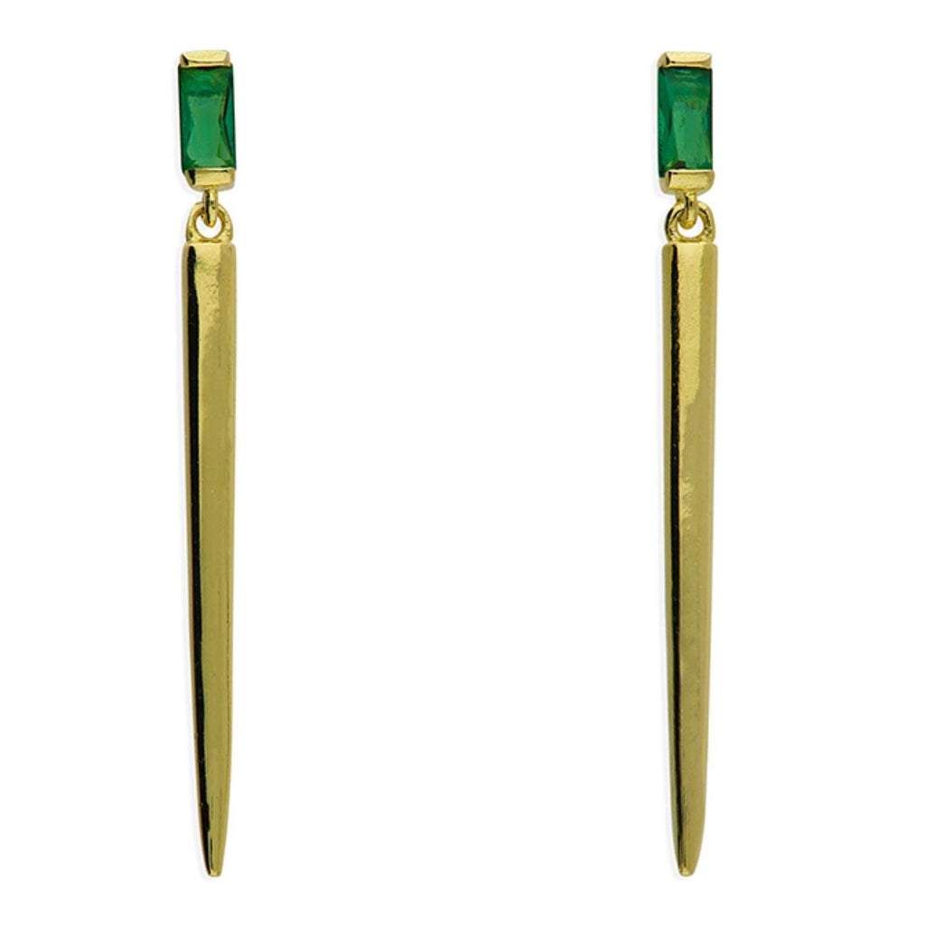 Emerald Modern Gold Vermeil 925 Silver Stud Drop Earrings, H5526E
