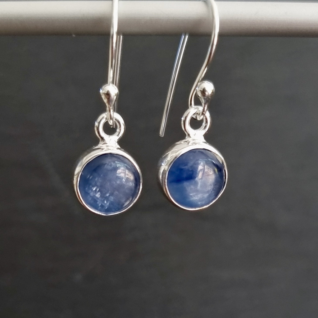 Blue Kyanite Round 8mm 925 Silver Earrings, E13K