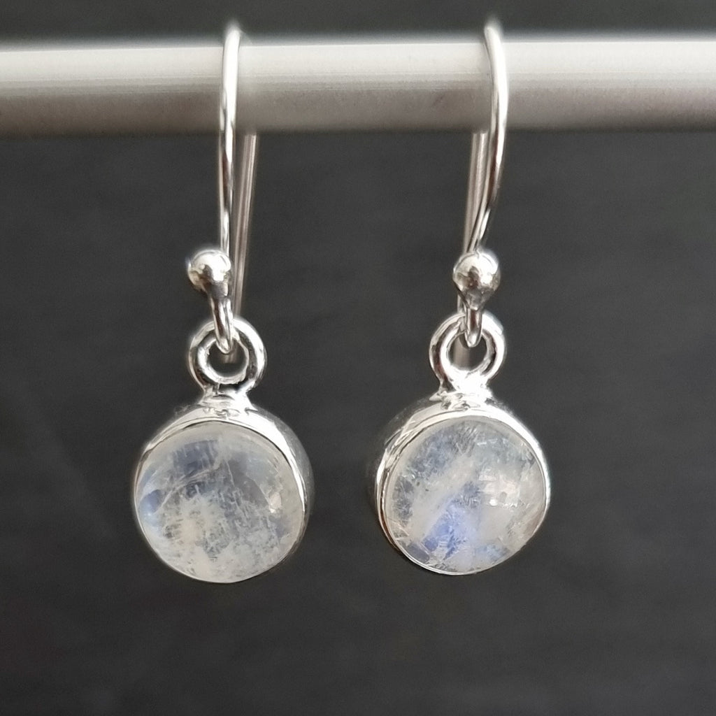 Rainbow Moonstone Round 8mm 925 Silver Earrings, E13M