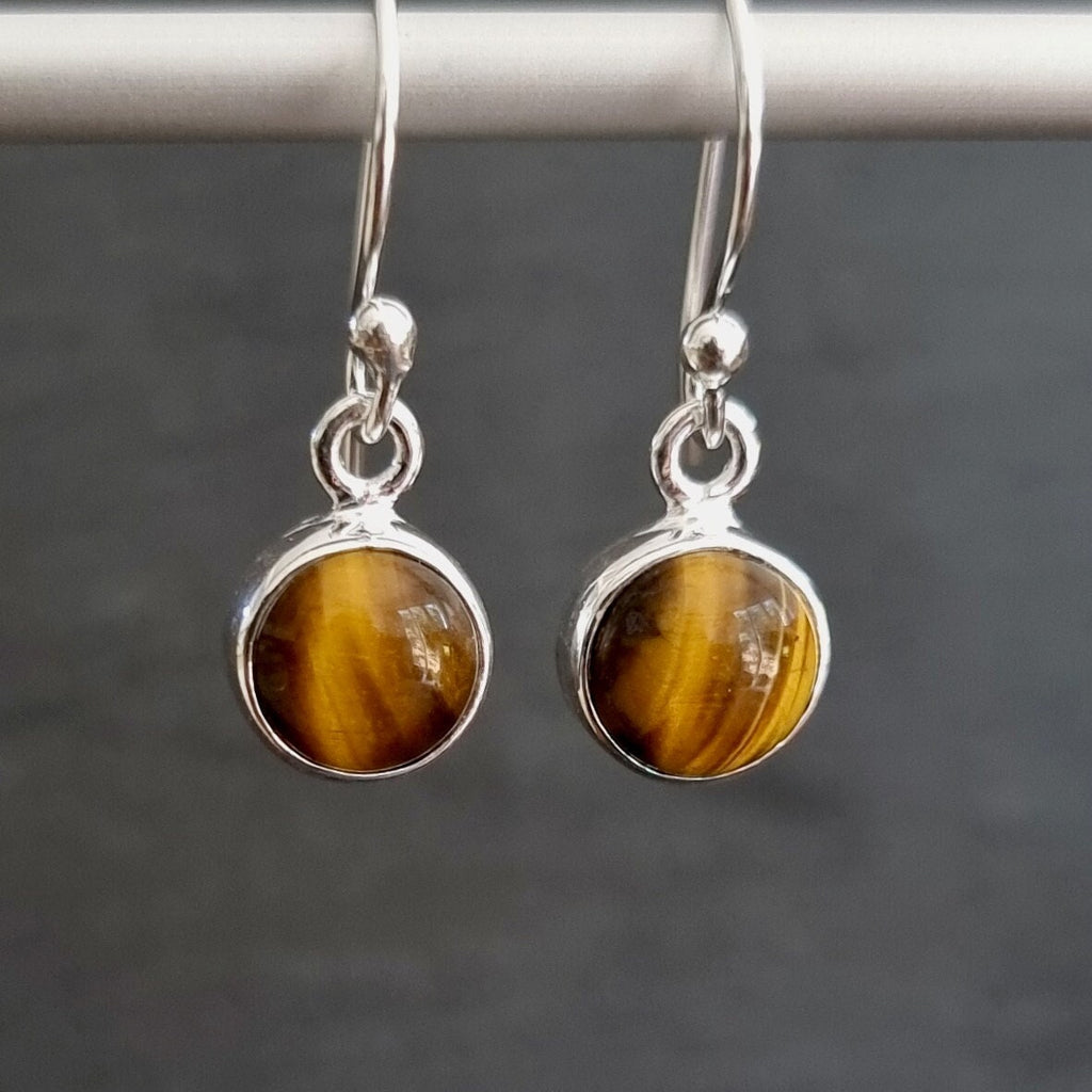 Tigers Eye Round 8mm 925 Silver Earrings, E13TE