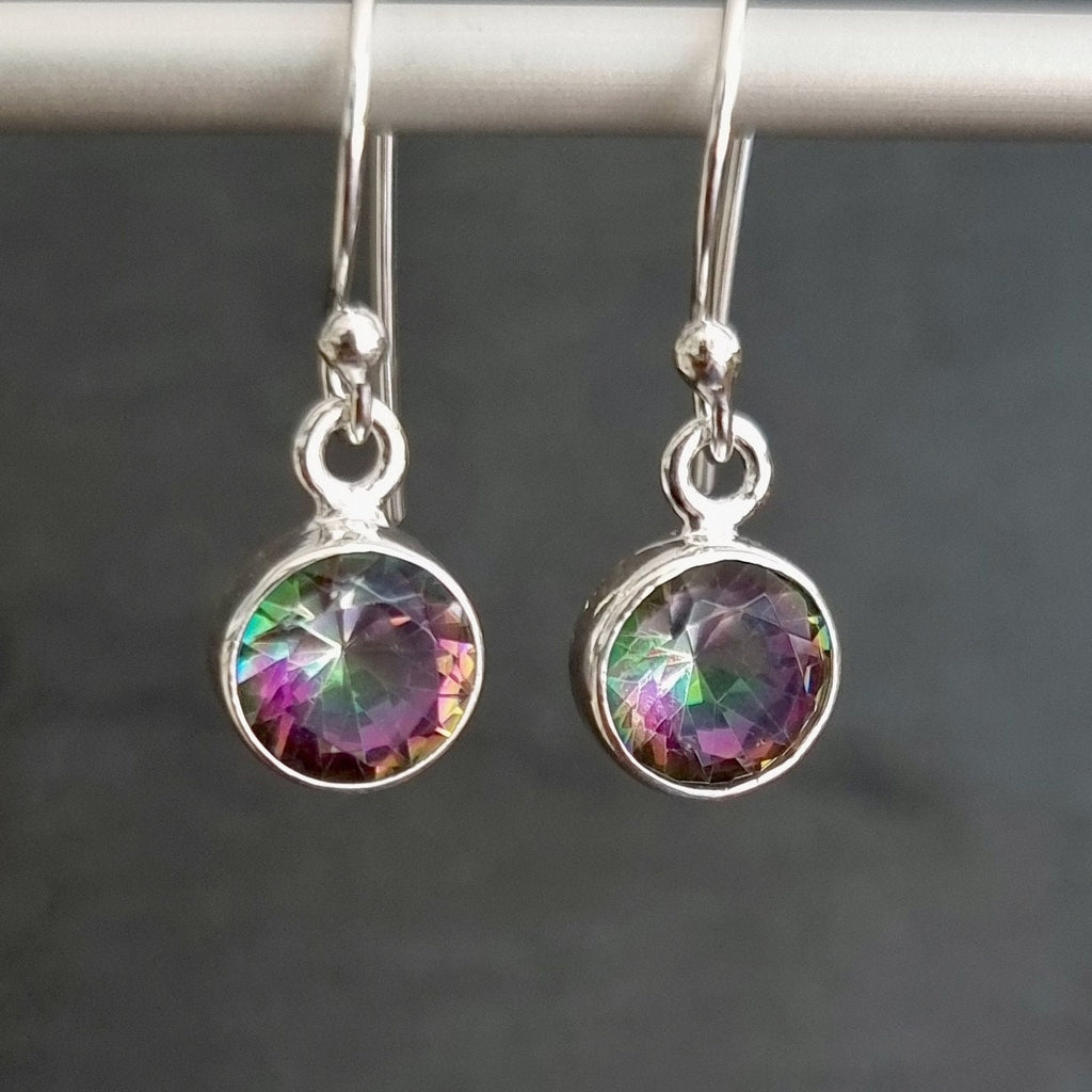 Mystic Topaz Round 8mm 925 Silver Earrings, E13MT