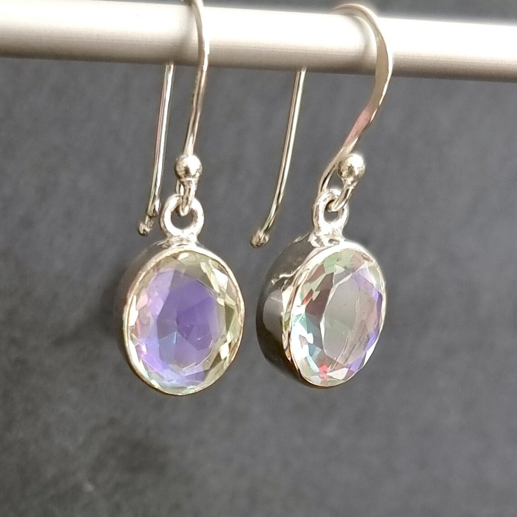 Mystic Mercury Mist Topaz Oval 12mm x 8mm 925 Sterling Silver Earrings, FQZE8