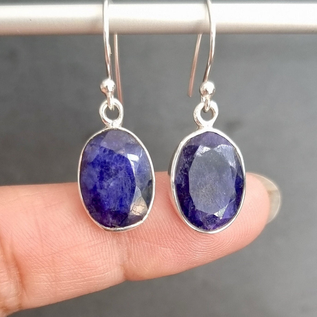 Sapphire Oval 14mm x 10mm 925 Sterling Silver Earrings, E2S