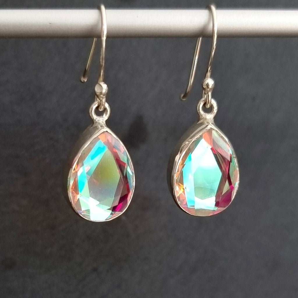 Mystic Mercury Mist Topaz Teardrop 15mm x 10mm 925 Sterling Silver Earrings, FQZE13