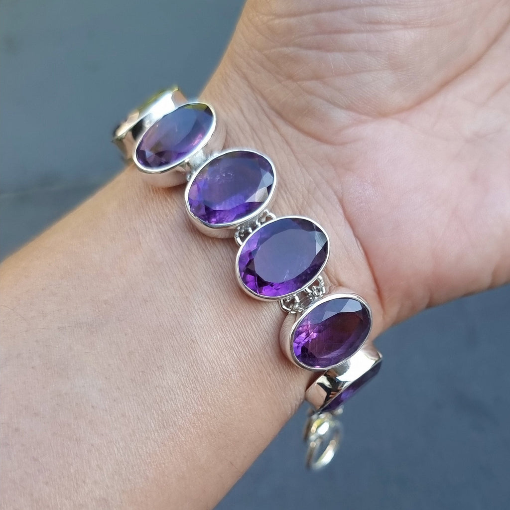 AAA Amethyst Sterling Silver Bracelet, AMEBL2