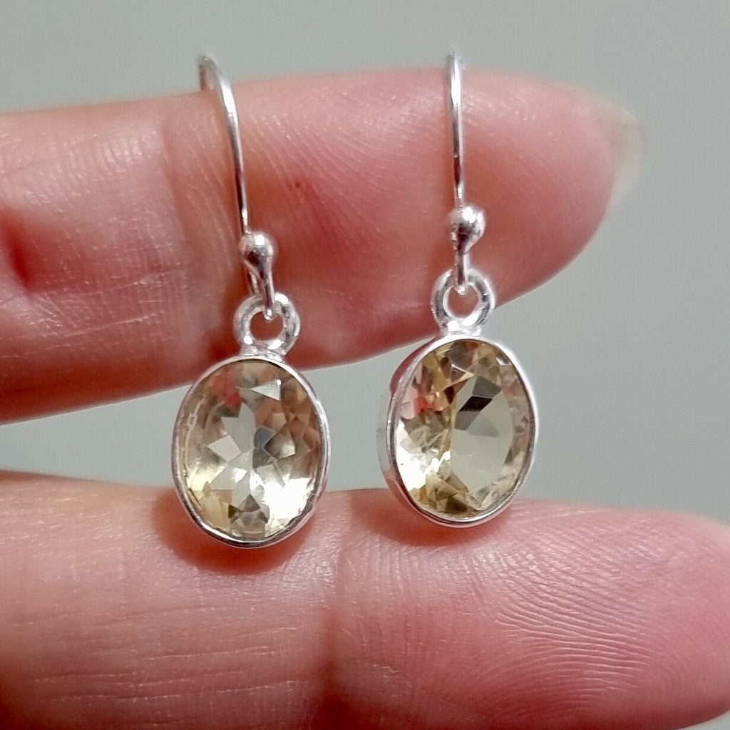 Small Oval Citrine Earrings, Stone 10mm x 8mm, 925 Sterling Silver, Yellow Gemstone, November Birthstone, 13th Anniversary,Mistry Gems,E7CIT