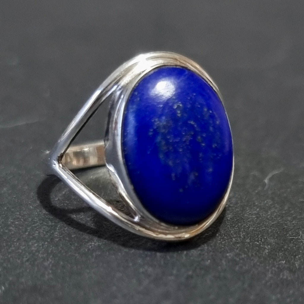 Oval Lapis Lazuli Ring, Stone Size 15mm x 12mm, 925 Sterling Silver Cocktail Ring, Cobalt Blue Gemstone, 9th Anniversary, Mistry Gems,R80LLS