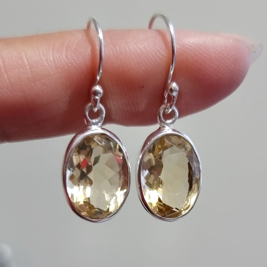 Large Oval Citrine 925 Sterling Silver Earrings, Yellow Gemstone, November Birthstone, 13th Anniversary, Mistry Gems, E2CIT