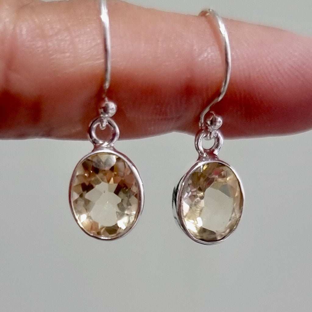 Small Oval Citrine Earrings, Stone 10mm x 8mm, 925 Sterling Silver, Yellow Gemstone, November Birthstone, 13th Anniversary,Mistry Gems,E7CIT