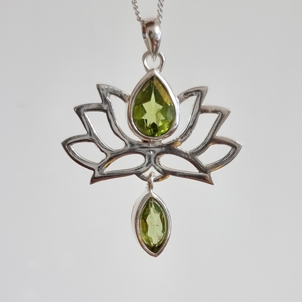 Peridot Sterling Silver Lotus Flower Pendant, P6PF