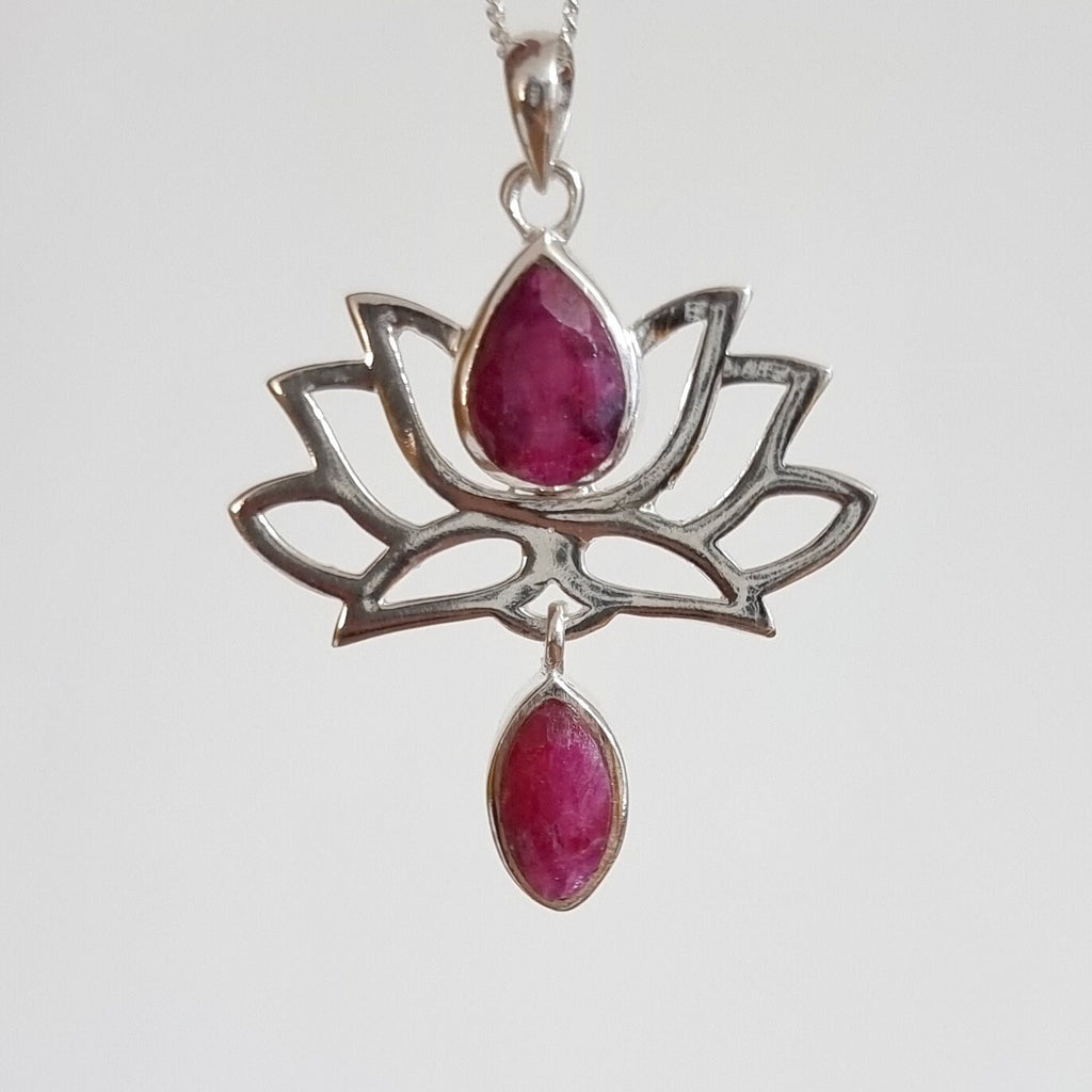 Ruby 925 Sterling Silver Lotus Flower Pendant, P6R