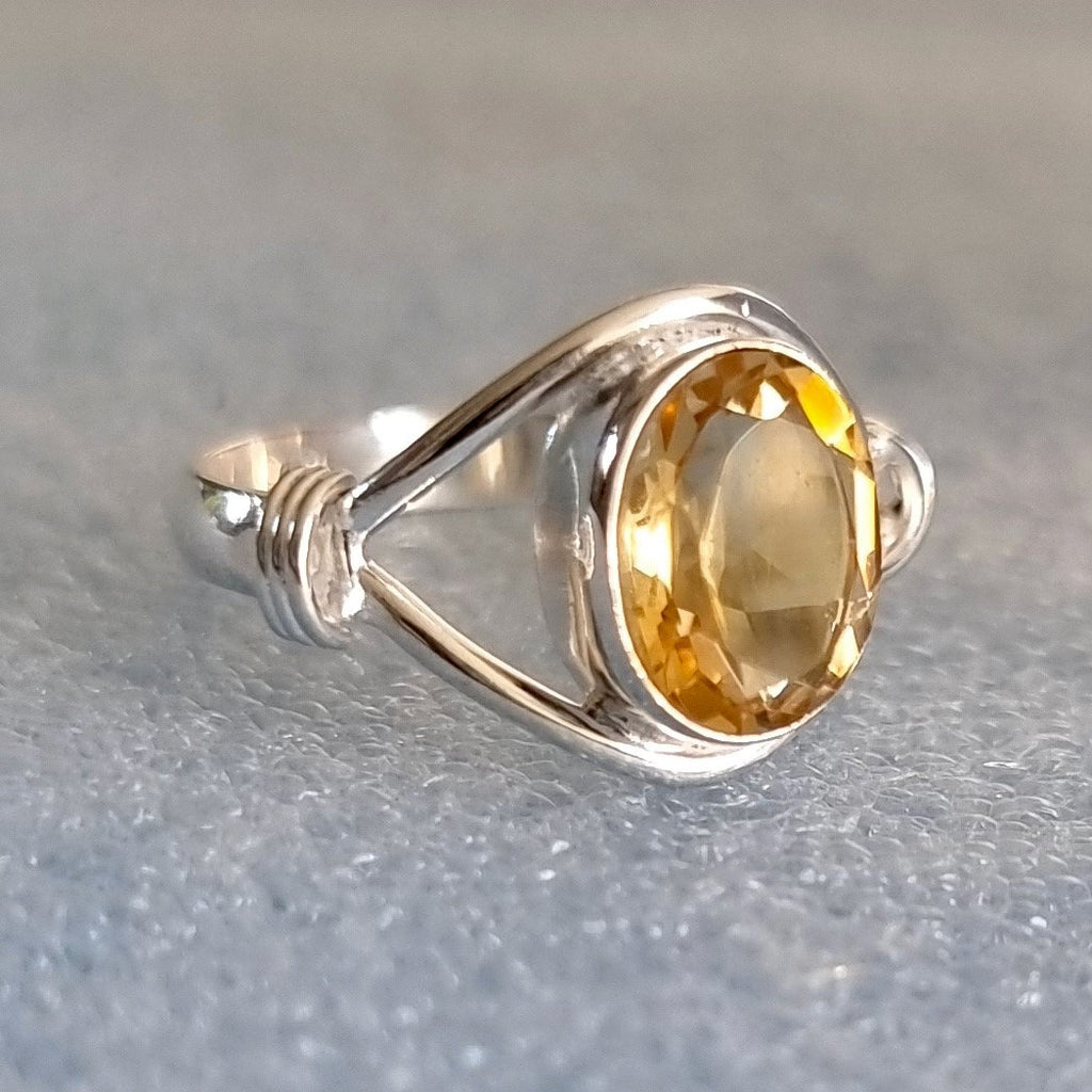 Elegant Oval Citrine Ring, 925 Sterling Silver Ring, Yellow Gemstone Jewellery, 13th Anniversary, November Birthstone, Mistry Gems, R13CIT