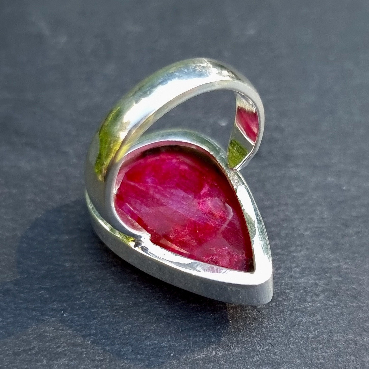 Large Adjustable Teardrop Ruby Ring | 925 Sterling Silver, R237 ...