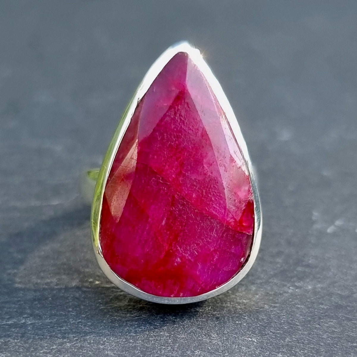 Large Adjustable Teardrop Ruby Ring | 925 Sterling Silver, R237 ...