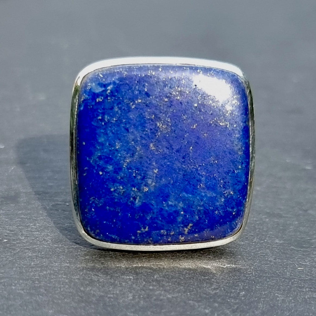 Large Square Lapis Lazuli Sterling Silver Ring, Adjustable US 9 1/4 UK S, Stone 2.5cm x 2.5cm, 9th Anniversary Gift Idea, Mistry Gems, R217